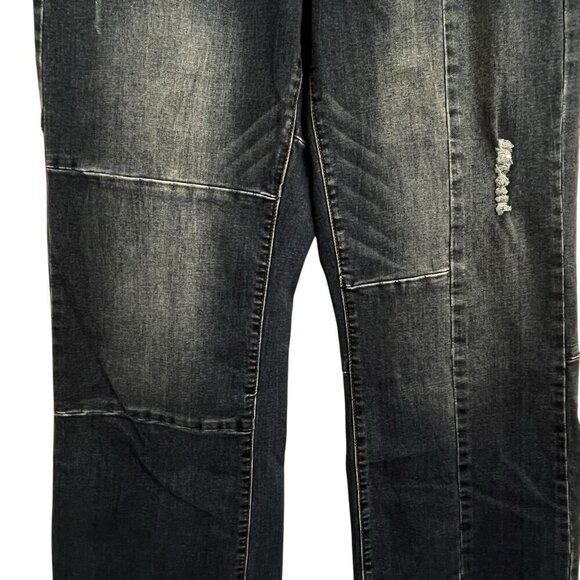 Lucky & Blessed Women 14 Flare Jean Wide Leg Patchwork Denim Western Distressed - Picture 7 of 14